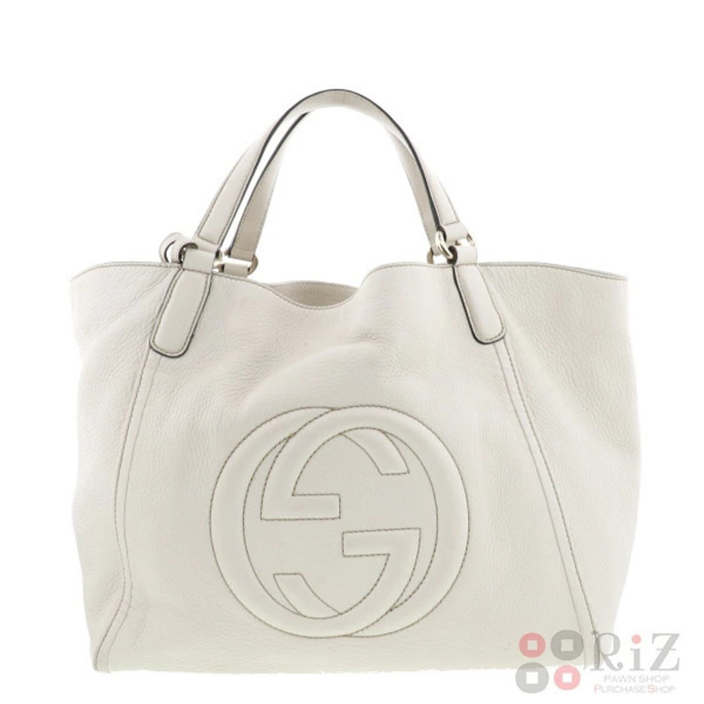 GUCCI Soho Leather Shoulder Bag Messenger White